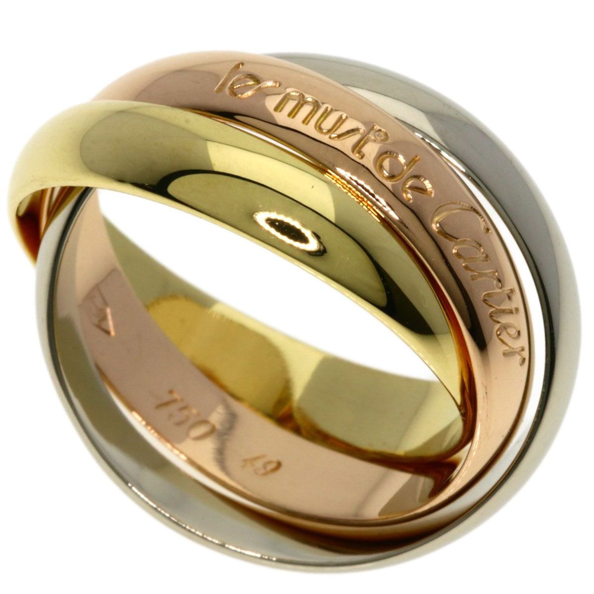 Cartier Trinity 49 Ring 18K Yellow Gold White Pink