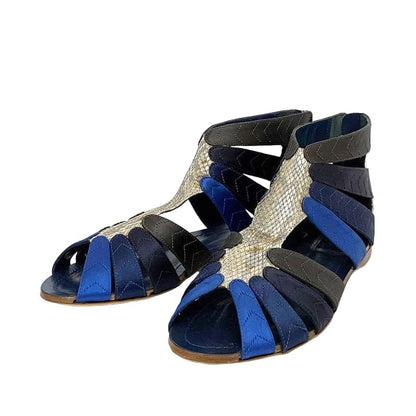 Christian Dior Gurkha Sandals Silver Blue Navy