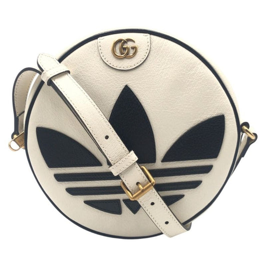 Gucci Adidas Collaboration Marmont White Black Leather Shoulder Bag