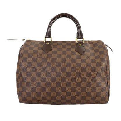 Louis Vuitton Damier Speedy 30 Hand Bag Ebene Brown Gold
