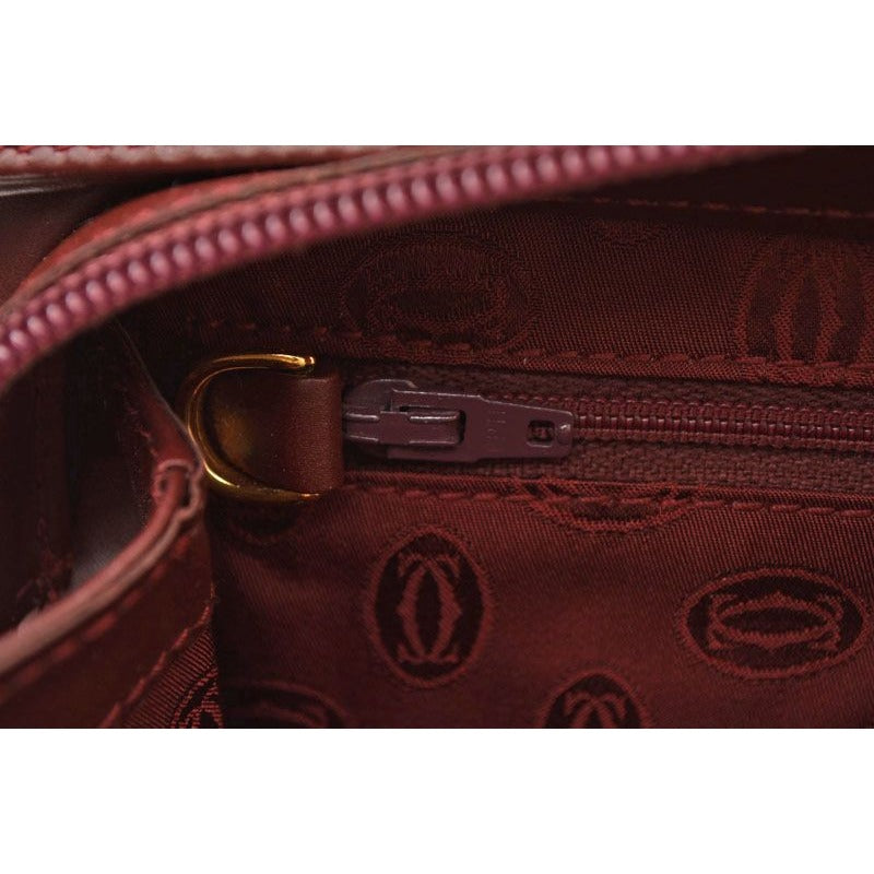 Cartier Clutch Bag Must Line Vintage Leather Bordeaux — view 11