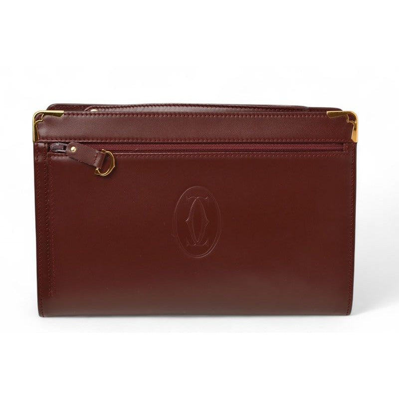 Cartier Clutch Bag Must Line Vintage Leather Bordeaux