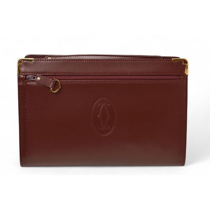 Cartier Clutch Bag Must Line Vintage Leather Bordeaux
