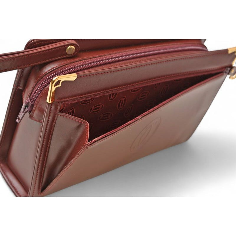 Cartier Clutch Bag Must Line Vintage Leather Bordeaux — view 9