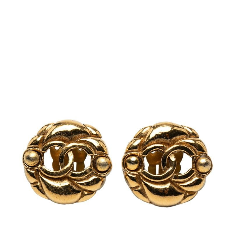 Chanel Vintage CC Logo Gold Plated Earrings