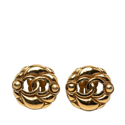 Chanel Vintage CC Logo Gold Plated Earrings