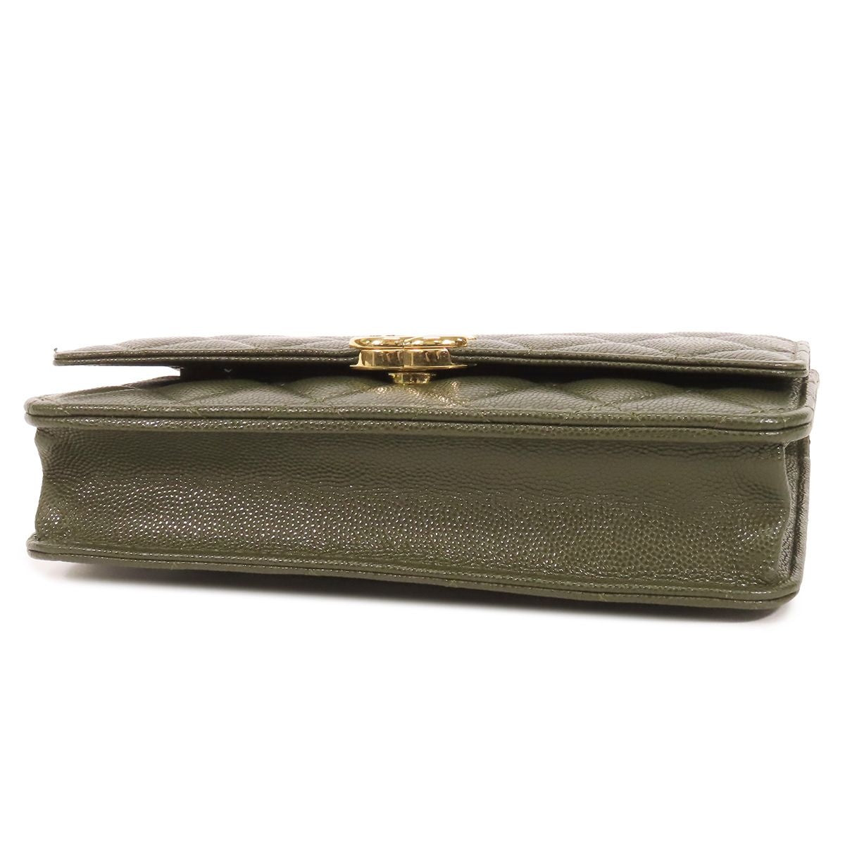 Chanel Chain Wallet Khaki Gold Caviar Leather 2-Way Shoulder Bag — view 3