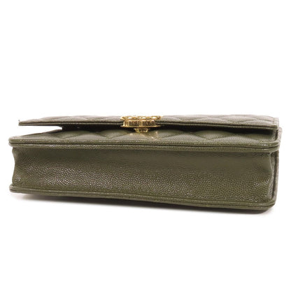 Chanel Chain Wallet Khaki Gold Caviar Leather 2-Way Shoulder Bag — view 3