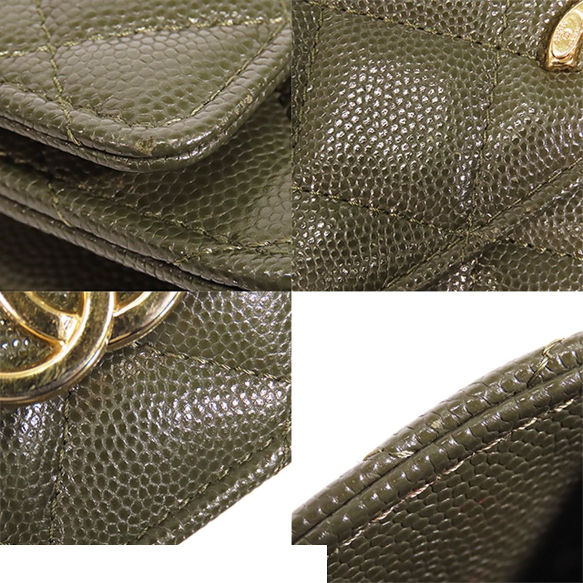 Chanel Chain Wallet Khaki Gold Caviar Leather 2-Way Shoulder Bag — view 5