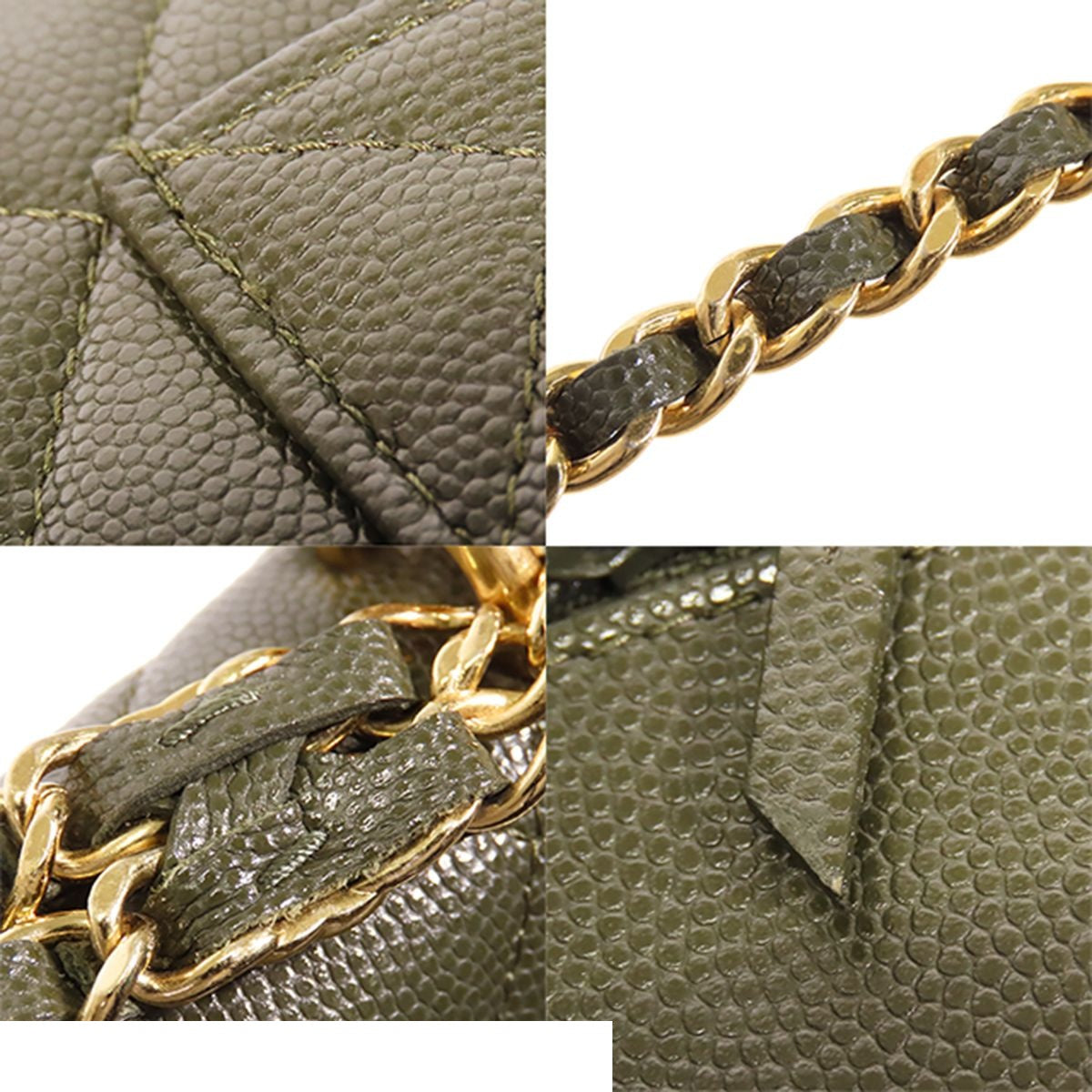 Chanel Chain Wallet Khaki Gold Caviar Leather 2-Way Shoulder Bag — view 6