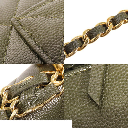 Chanel Chain Wallet Khaki Gold Caviar Leather 2-Way Shoulder Bag — view 6