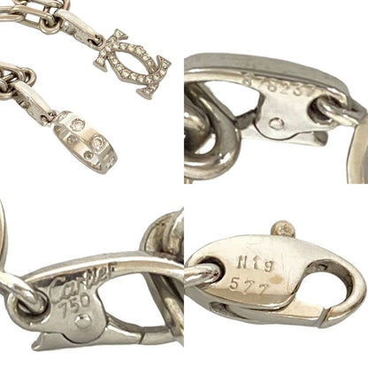 Cartier Bracelet Diamond 750 18K White Gold Chain C2 Love Charm 2 Set — view 3