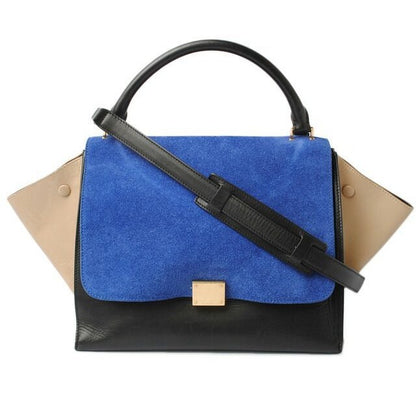 Celine Shoulder Bag Trapeze Blue Sand Beige Black 2-way