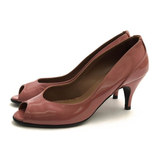 Hermes Pumps Shoes Women Enamel Patent Leather Pink Open Toe