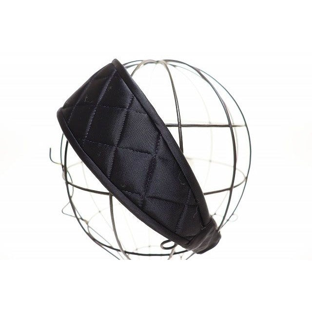 Chanel Quilted Headband Silk Satin Black Aa Hat — view 2