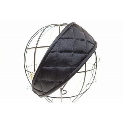 Chanel Quilted Headband Silk Satin Black Aa Hat — view 4