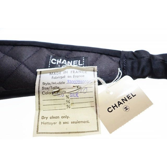 Chanel Quilted Headband Silk Satin Black Aa Hat — view 5