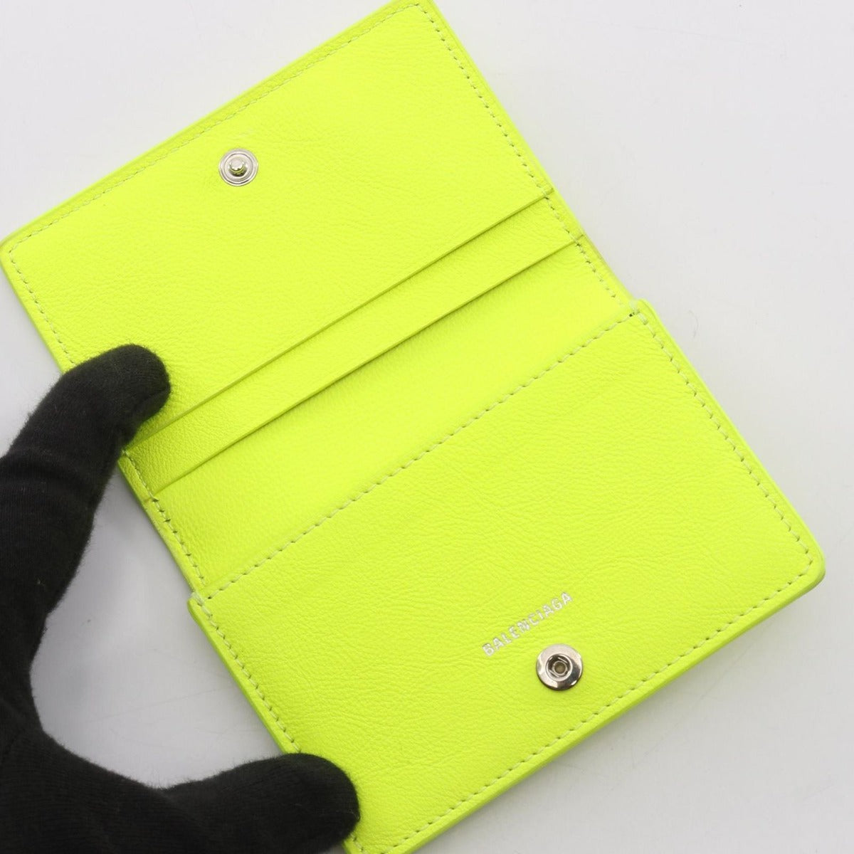 Balenciaga Card Case Papier ZA Thin Neon Yellow Leather — view 3