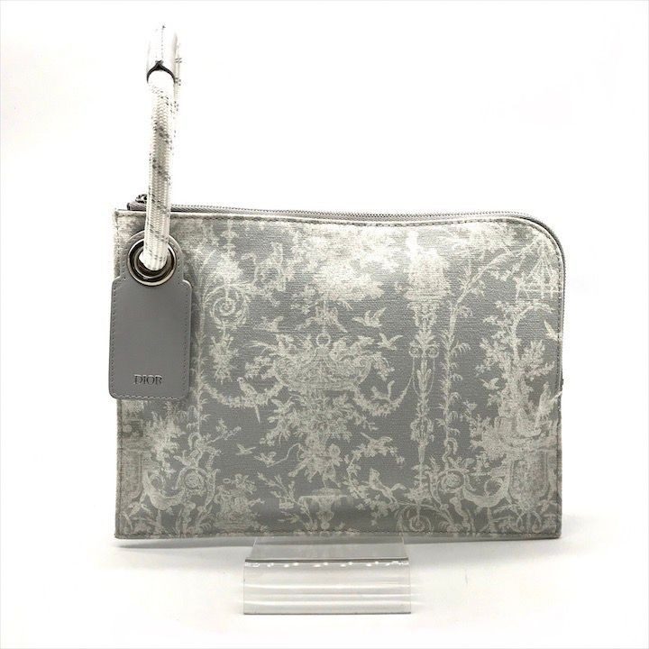 Dior Rope Strap Canvas Clutch Gray