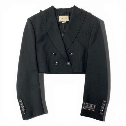 Gucci Double Breasted Short Jacket Cropped Length Tailored 40 Black — view 2
