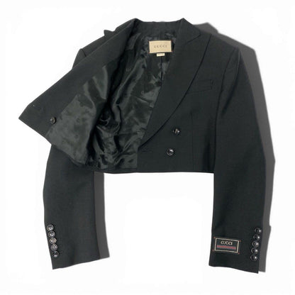 Gucci Double Breasted Short Jacket Cropped Length Tailored 40 Black — view 3
