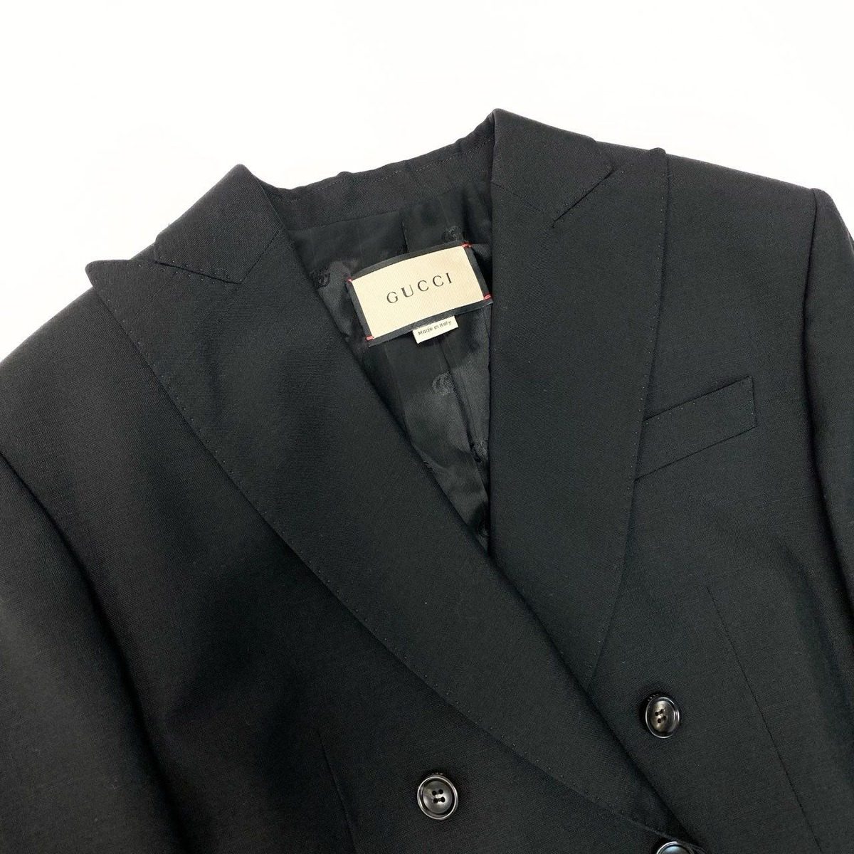 Gucci Double Breasted Short Jacket Cropped Length Tailored 40 Black — view 5
