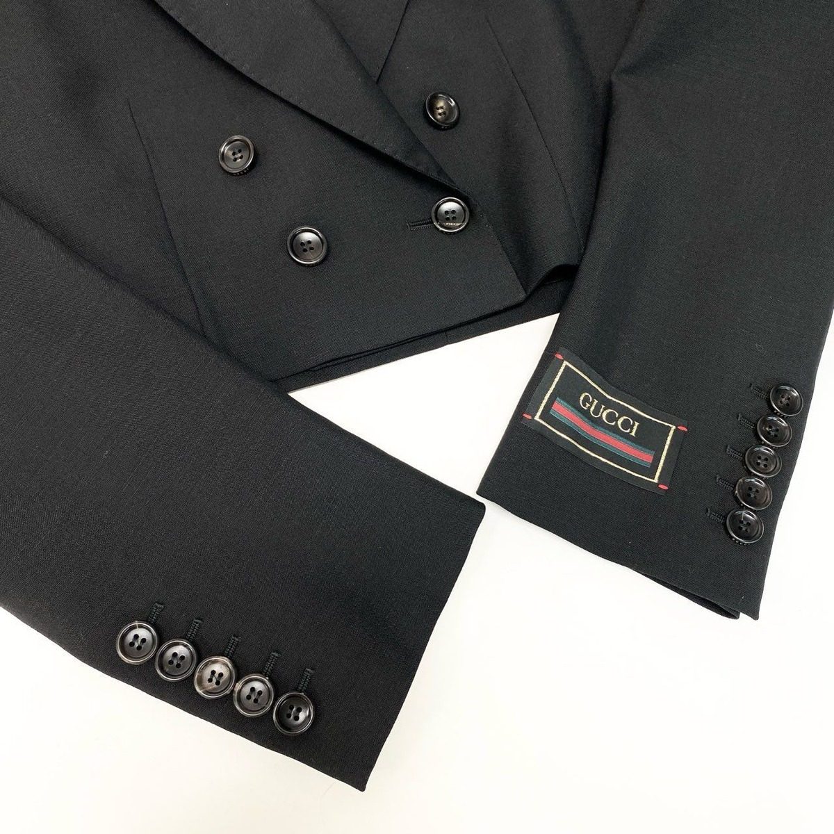 Gucci Double Breasted Short Jacket Cropped Length Tailored 40 Black — view 6