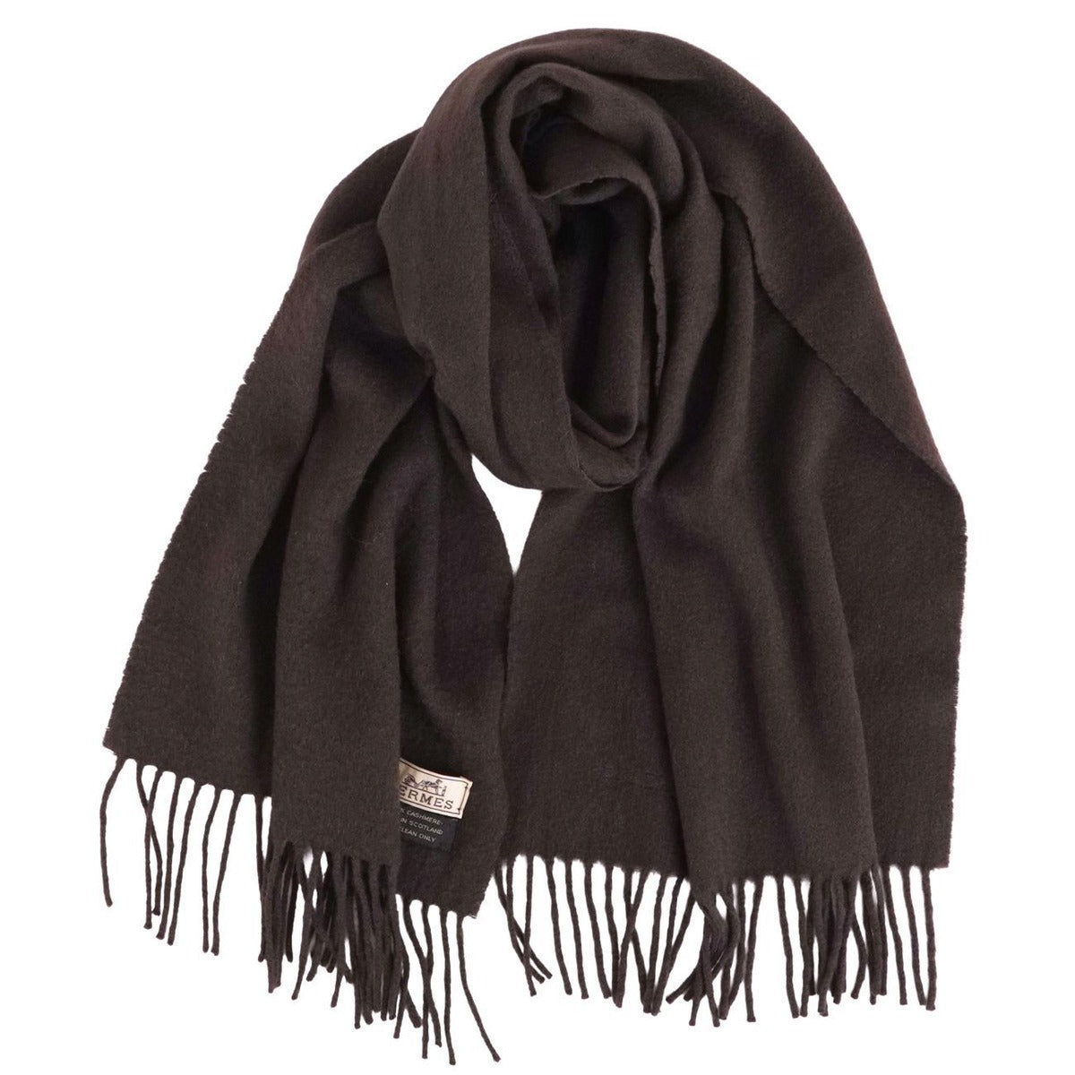 Hermes Muffler Shawl Cashmere Fringe Scarf — view 3