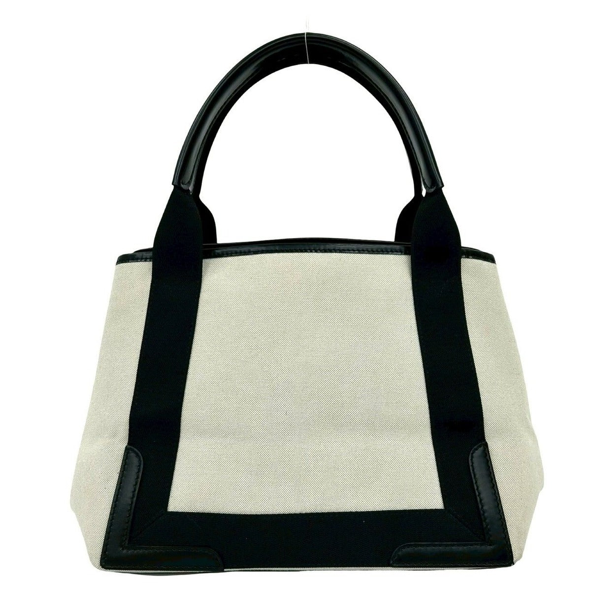 Balenciaga Navy Cabas S Logo Canvas Leather Tote Ivory Black — view 3