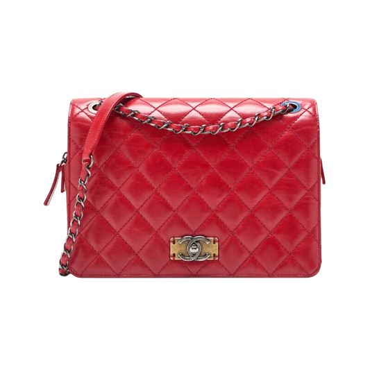 Chanel Matelasse Turnlock Chain Shoulder Vintage Calf Black With Silver And