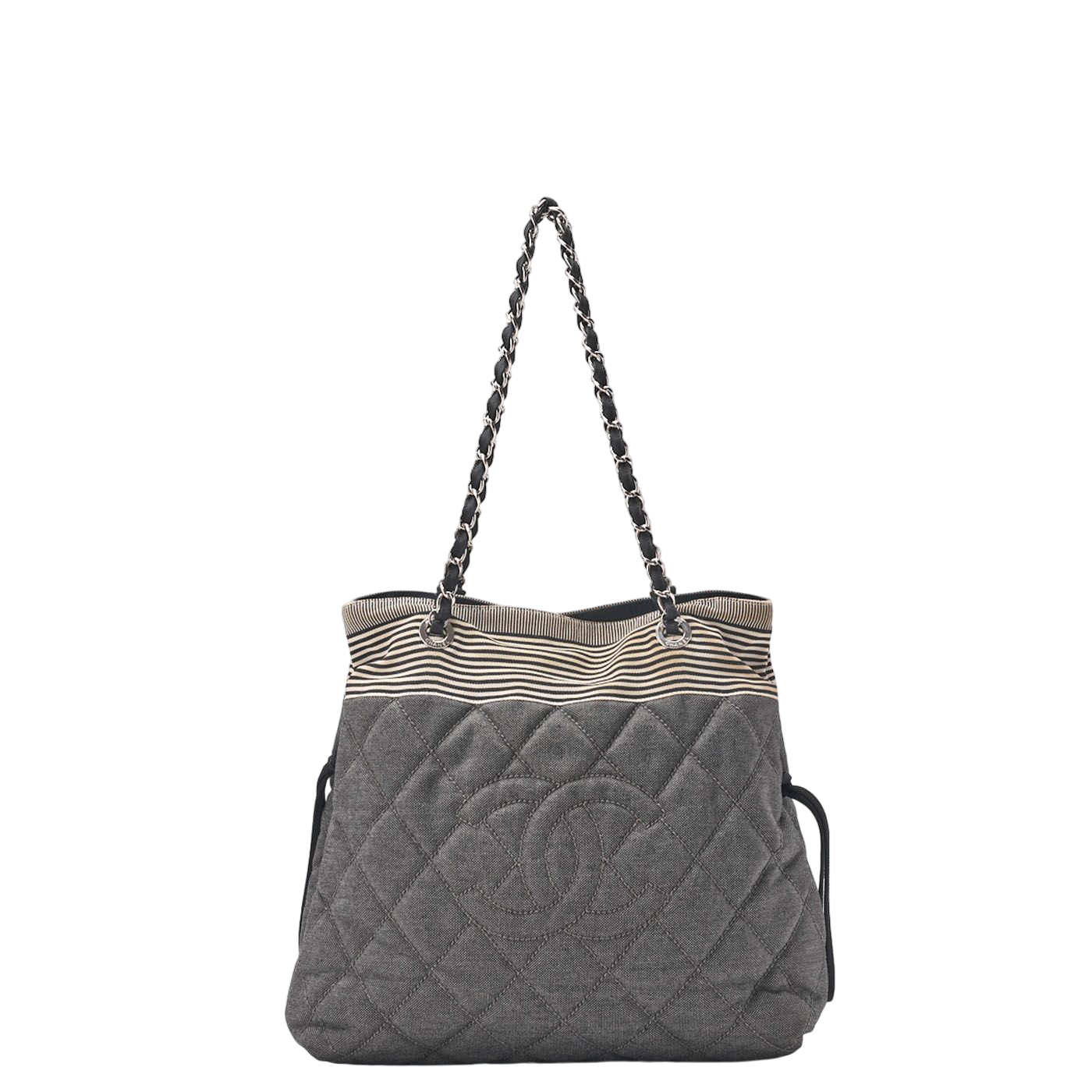 Chanel Shoulder Bag Denim Coco Mark Gray With Silver Hardware Ladies [no