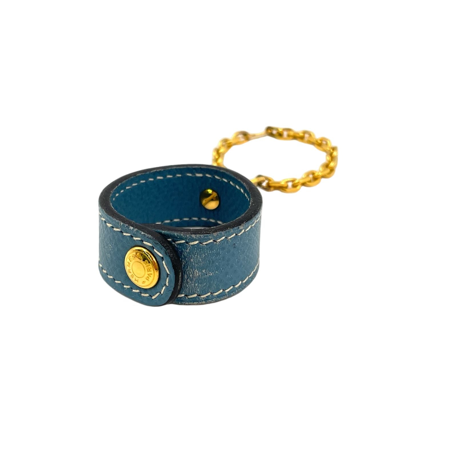 Hermes Glove Holder Nomad Leather Blue Gold Gloves — view 2