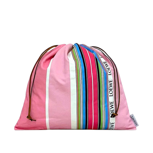 Loewe Drawstring Bag Ec22948 Pink Stripe Excellent Condition Large