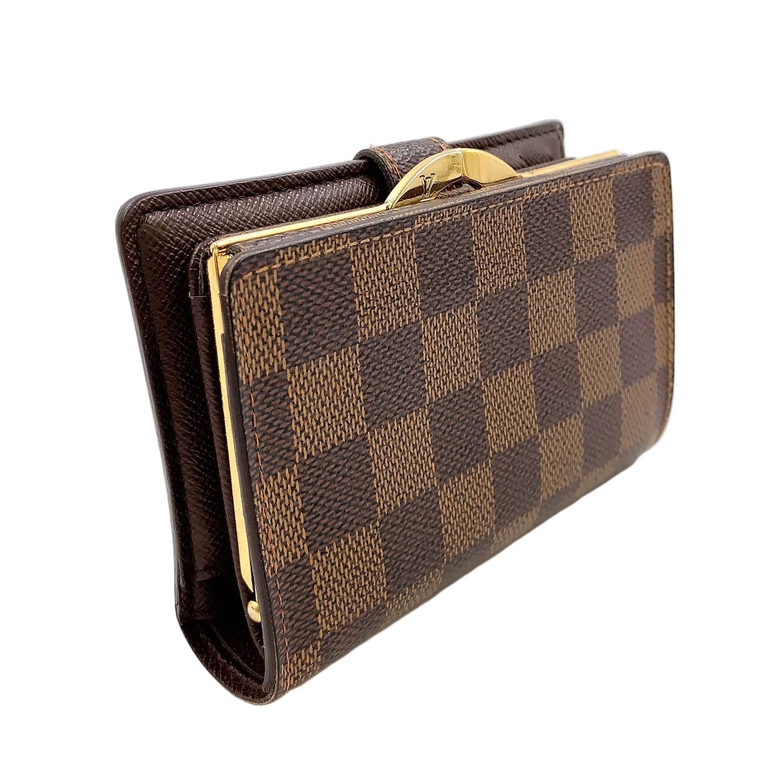 Louis Vuitton Portefeuille Damier Ebene Brown Bifold Wallet Gold — view 2