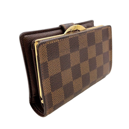 Louis Vuitton Portefeuille Damier Ebene Brown Bifold Wallet Gold — view 2