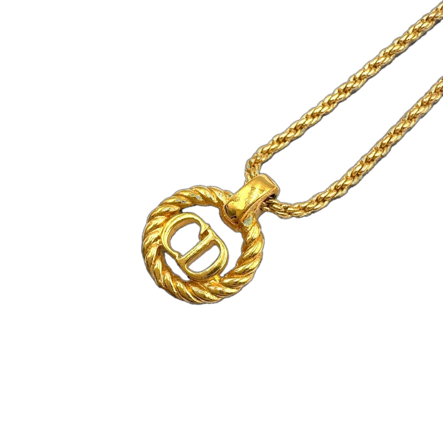 Dior CD Logo Twisted Circle Gold Plated Necklace