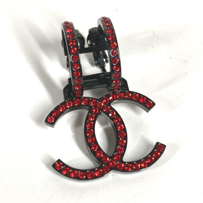 Chanel Earrings Crystal Coco Mark Swing Rhinestone One Ear B17 S Metal Red