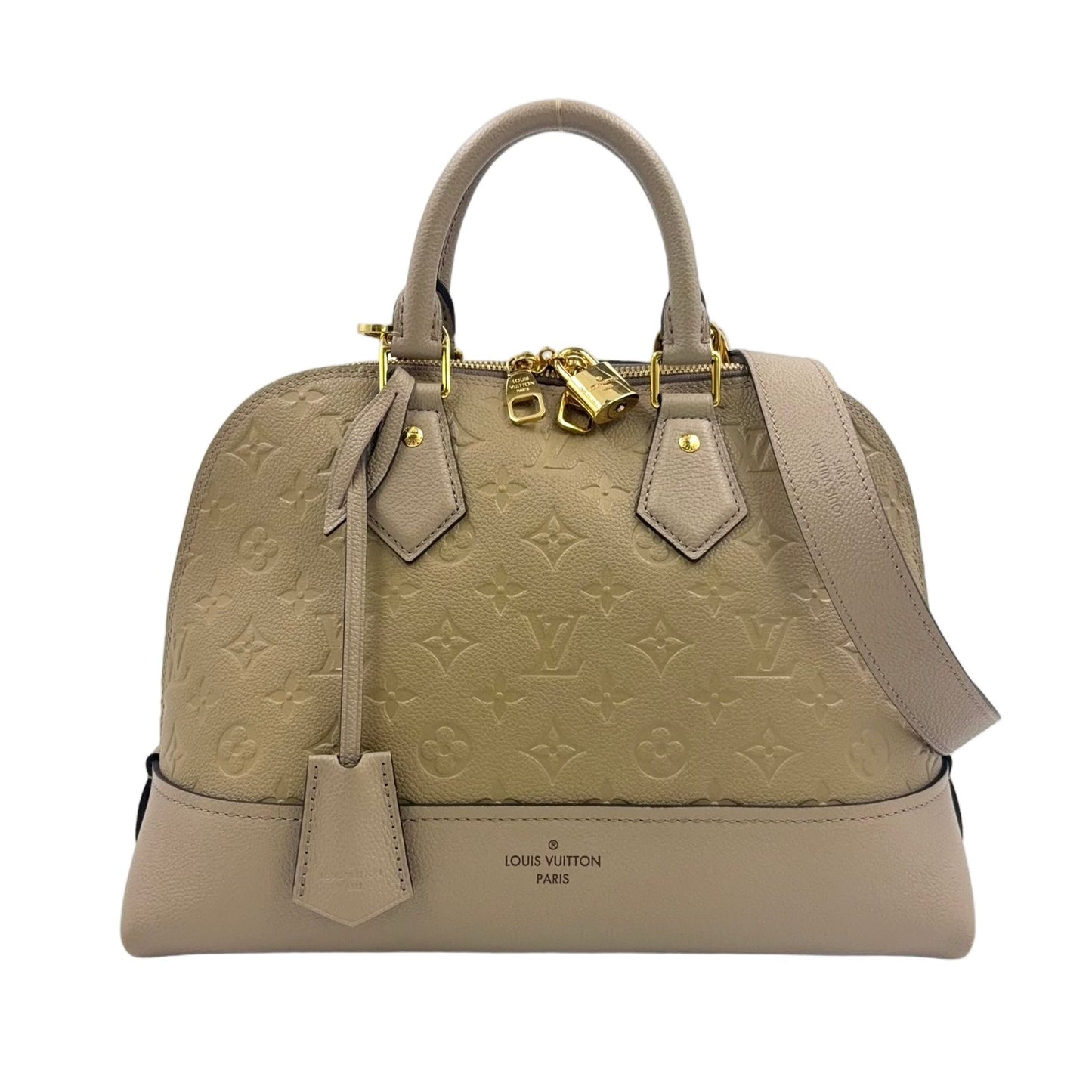 Louis Vuitton Neo Alma PM Monogram Empreinte Leather Gray Beige Handbag Gold