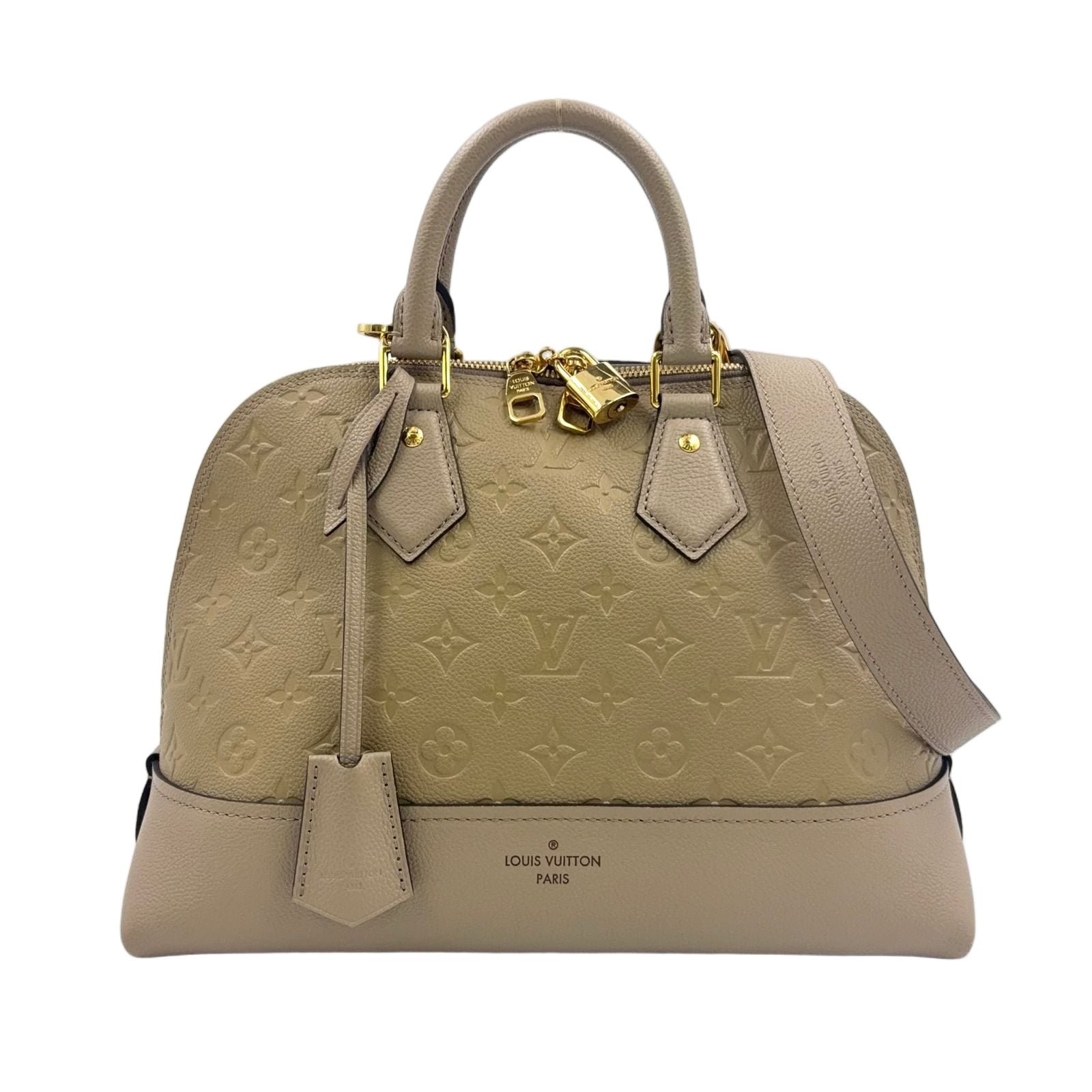 Louis Vuitton Neo Alma PM Monogram Empreinte Leather Gray Beige Handbag Gold