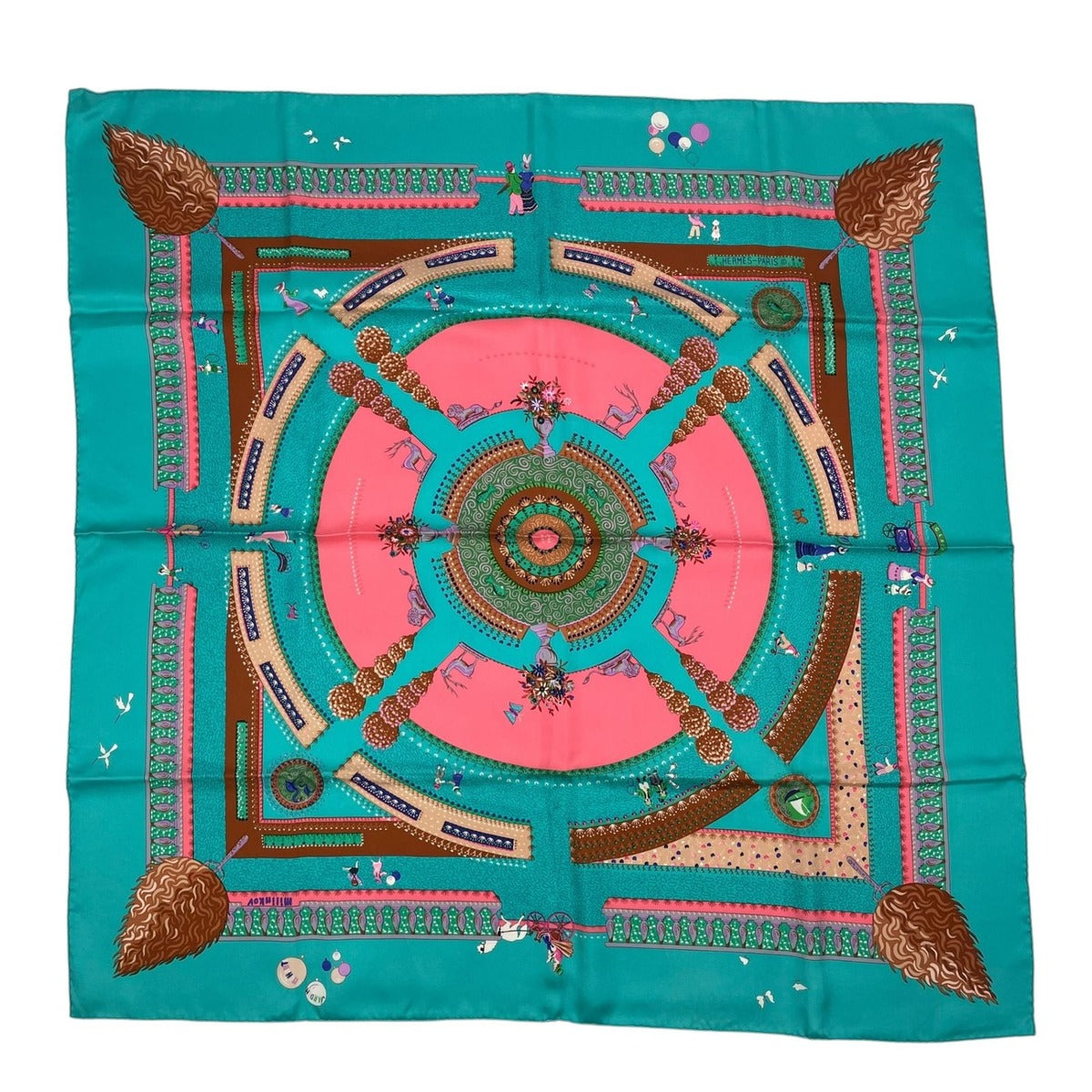 Hermes Carre 90 Silk Scarf Enchanted Garden Magic Green Box — view 2