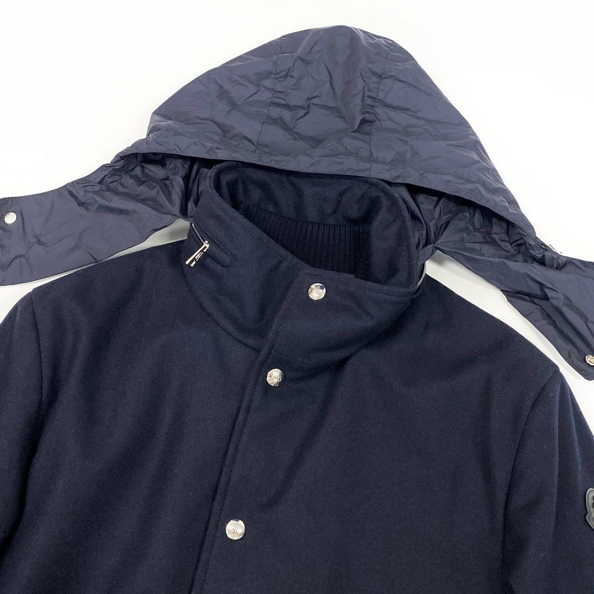 Moncler Callaqui Giubbotto Wool Down Coat Outer 1 Navy — view 7