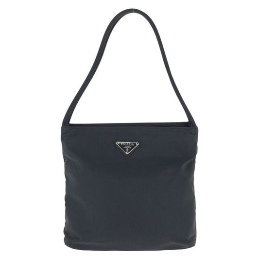 Prada Tessuto Black Silver Nylon Tote Shoulder Bag