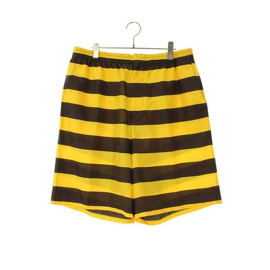 Prada Border Silk Shorts Pants Yellow- Brown