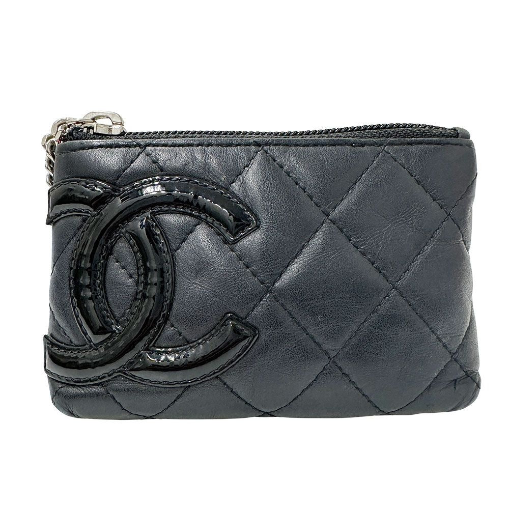 Chanel Wallet Coin Case CC Logo Lambskin Cambon Black