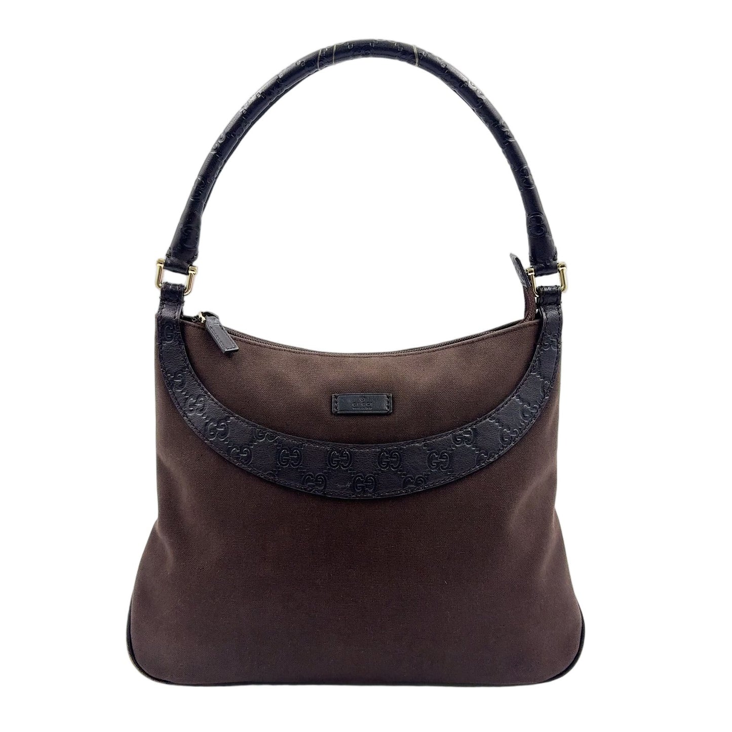 Gucci Limited Guccissima Leather Canvas Dark Brown Shoulder Bag Silver