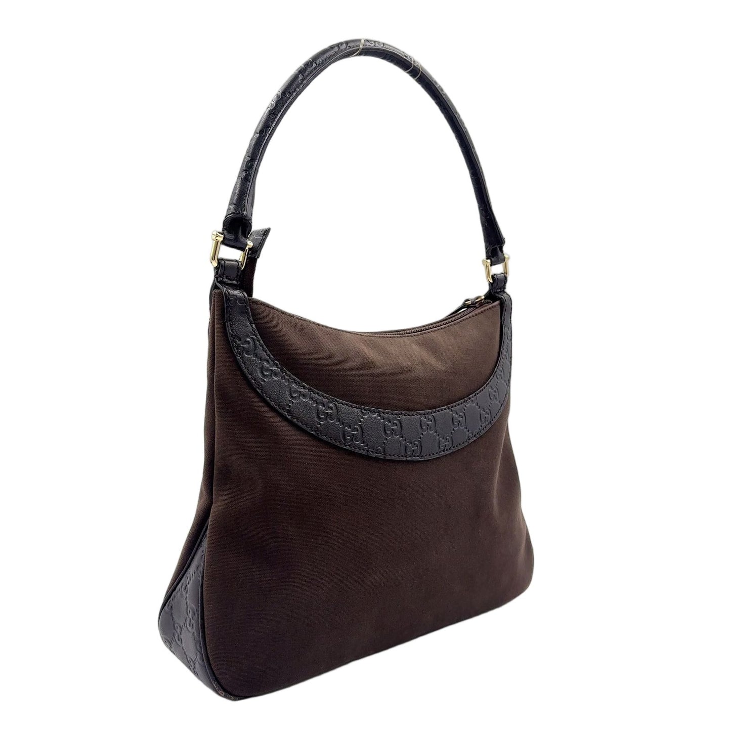 Gucci Limited Guccissima Leather Canvas Dark Brown Shoulder Bag Silver — view 2