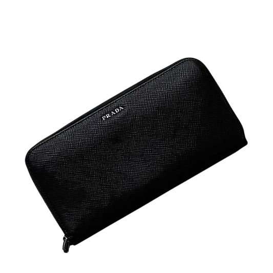 Prada Round Zipper Long Wallet F22959 Black NERO