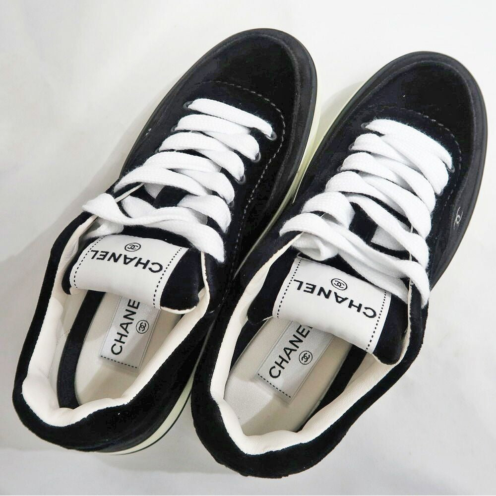 Chanel Suede Sneakers 38 Black Off White — view 7