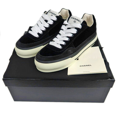 Chanel Suede Sneakers 38 Black Off White — view 10