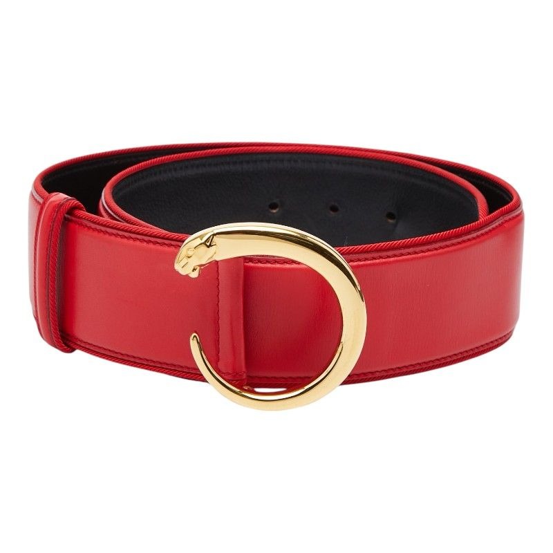 Cartier Panthère Belt 26 Red Gold Leather Canvas